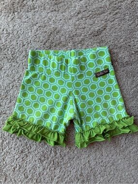 Matilda Jane Lime Green and Aqua Hexagon Ruffle Shorties